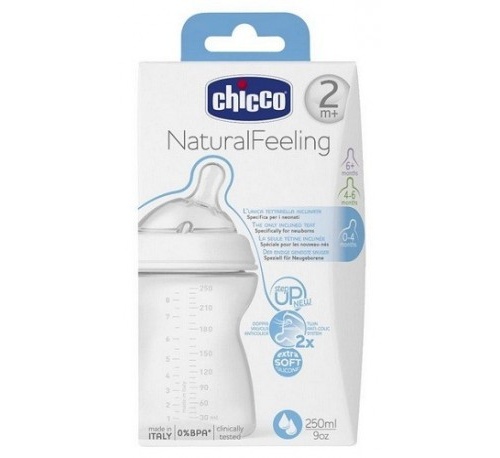 Biberon plastico pp t silicona boca ancha - chicco step up natural feeling (0% bisfenol) flujo medio