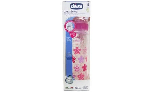 Biberon pp t silicona - chicco fisiologico flujo rapido (4m+ 330 ml rosa)