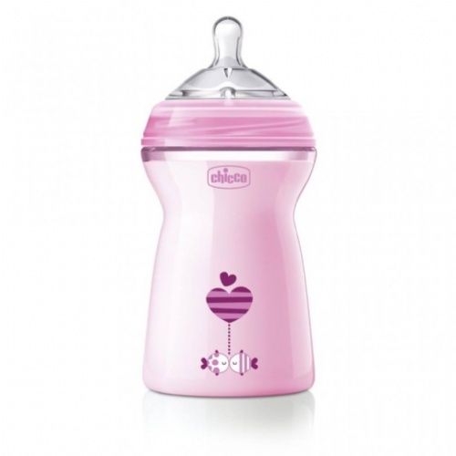 Biberon plastico t silicona - chicco naturalfeeling (rosa 6m+ 330 ml flujo rapido)