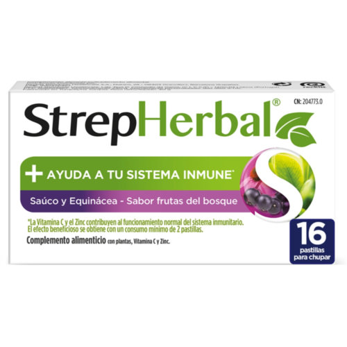 Strepherbal  16 pastillas para chupar sabor sauco y equinacea