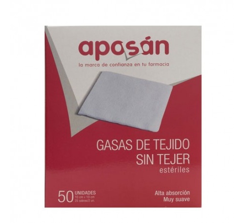 Aposan gasa esteril tejido sin tejer compresas (10 cm x 10 cm 50 gasas (2 u/sobre))