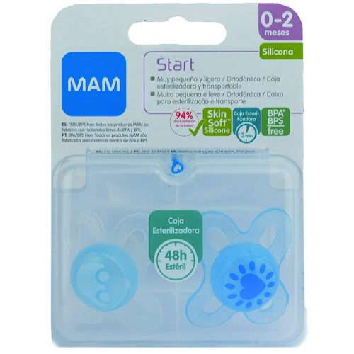 Chupete silicona - mam start (0-2 m azul)