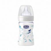 Biberon vidrio t silicona - chicco wellbeing (flujo regular 0m 150 ml)