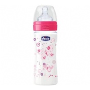 Biberon pp t silicona - chicco fisiologico flujo medio (2m+ 250 ml rosa)