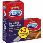 Durex sensitivo contacto total+ durex real feel - preservativos (promocion 12 u + 3 u)